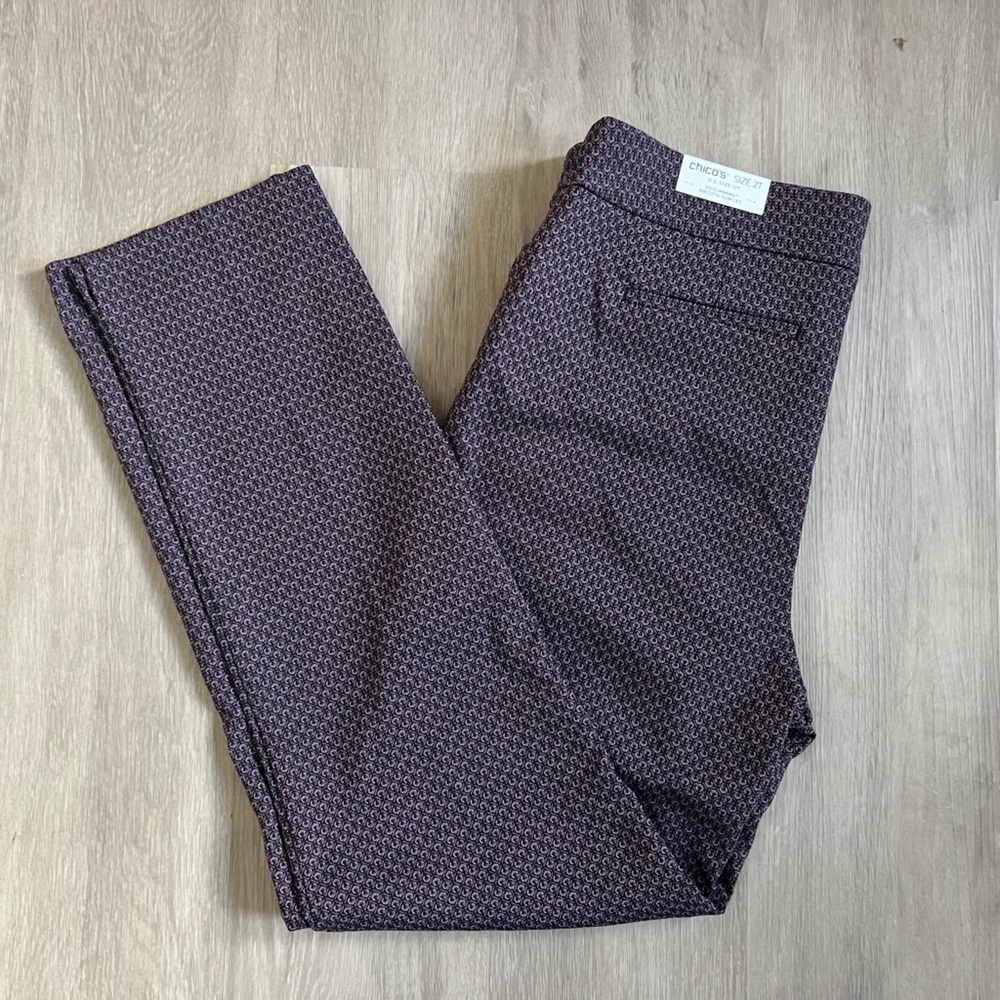 Chico's *NWT* So Slimming 180 Brigitte Pink Geo Ankle Pants 2T/ US 12 Tall